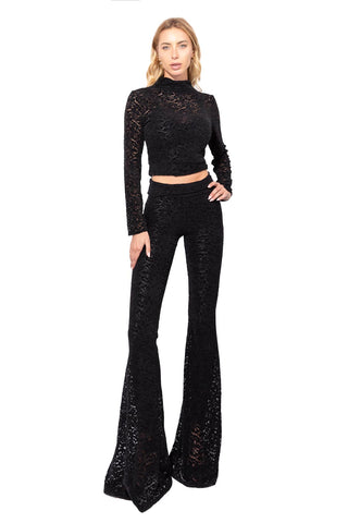 Transparence Trousers in Stretch Velvet Lace with Inner Leggings