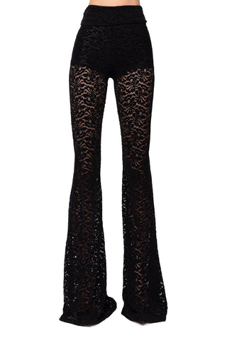 Transparence Trousers in Stretch Velvet Lace with Inner Leggings