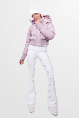 Megeve Winter Leggings da sci Super Warm Bianco e Rosa