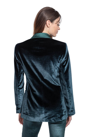 Hera Velvet Dinner Double-Breasted Jacket in Bottle Green