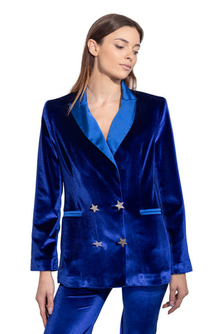 Skyfall Dinner Double-Breasted Jacket in Bluette Velvet 