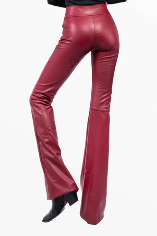 Mira Trousers in Bordeaux Red Stretch Eco-Leather