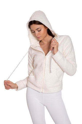 Orsetto White Jacket in Boiled Wool and Lycra