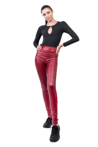 Cosmos Bordeaux Red Leggings 