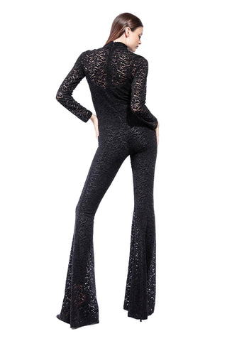 Transparence Jumpsuit in Stretch Velvet Lace with Inner Jumpsuit
