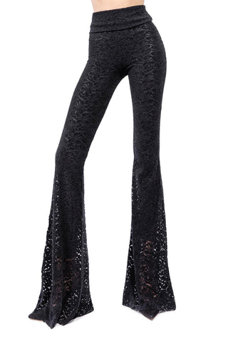 Transparence Trousers in Stretch Velvet Lace with Inner Leggings