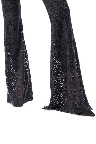 Transparence Trousers in Stretch Velvet Lace with Inner Leggings