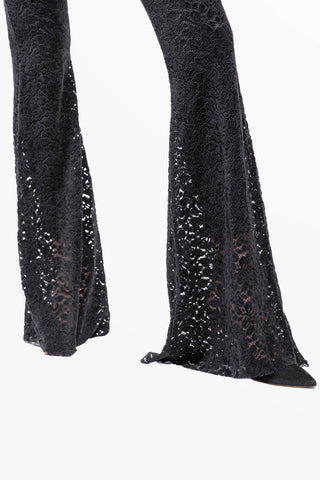 Transparence Trousers in Stretch Velvet Lace with Inner Leggings