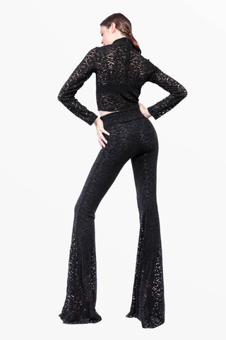 Transparence Trousers in Stretch Velvet Lace with Inner Leggings