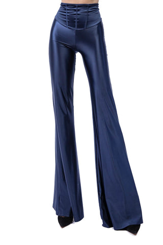 Odile Flared Ankle Trousers in Silk Lycra