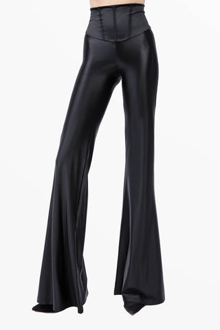 Odile Flared Ankle Trousers in Silk Lycra