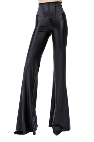 Odile Flared Ankle Trousers in Silk Lycra