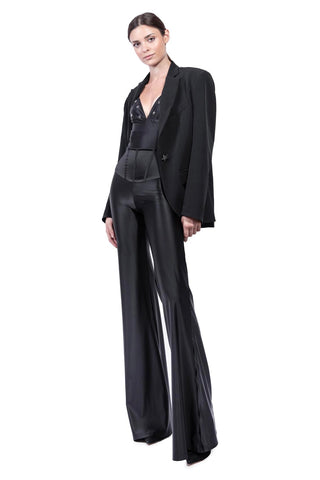 Odile Flared Ankle Trousers in Silk Lycra