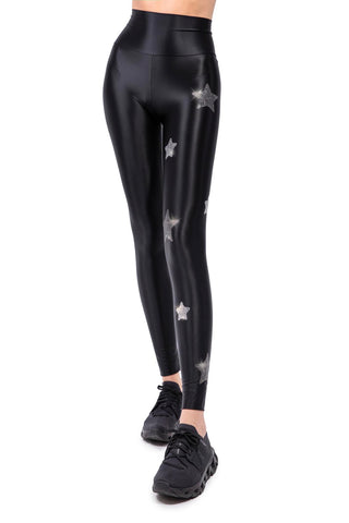 Lunis Diamond Leggings in Silk Lycra with Hematite and Silver Crystals