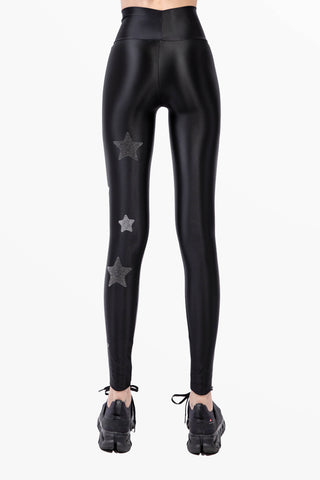 Lunis Diamond Leggings in Silk Lycra with Hematite and Silver Crystals
