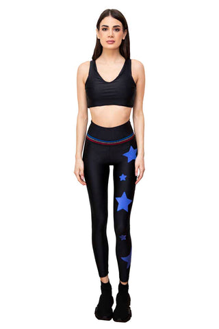 Electra High Waist Leggings with Band and Applied Stars