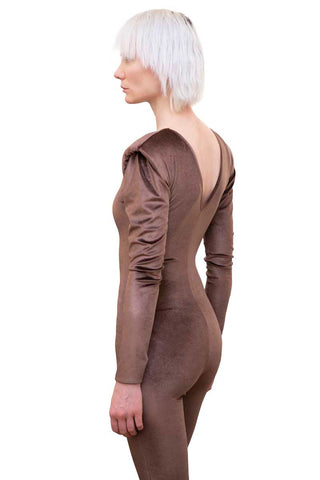 Olga velvet jumpsuit with shoulder pads